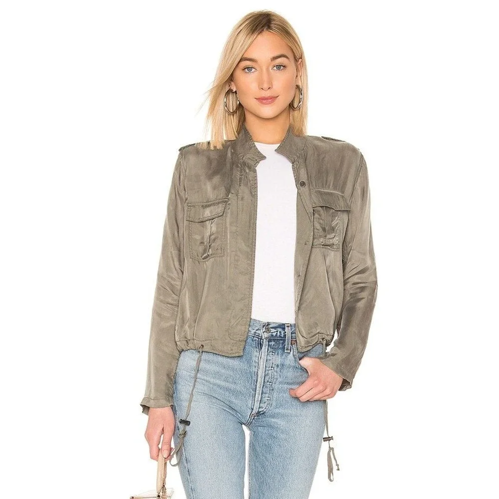 Rails Rowen Jacket Women Small Sage Green Collins Lightweight Utility Drawstring